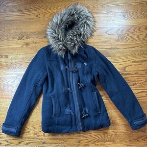 Vintage Abercrombie and Fitch Winter Jacket Woman’s Large Wool Hooded Parka Blue